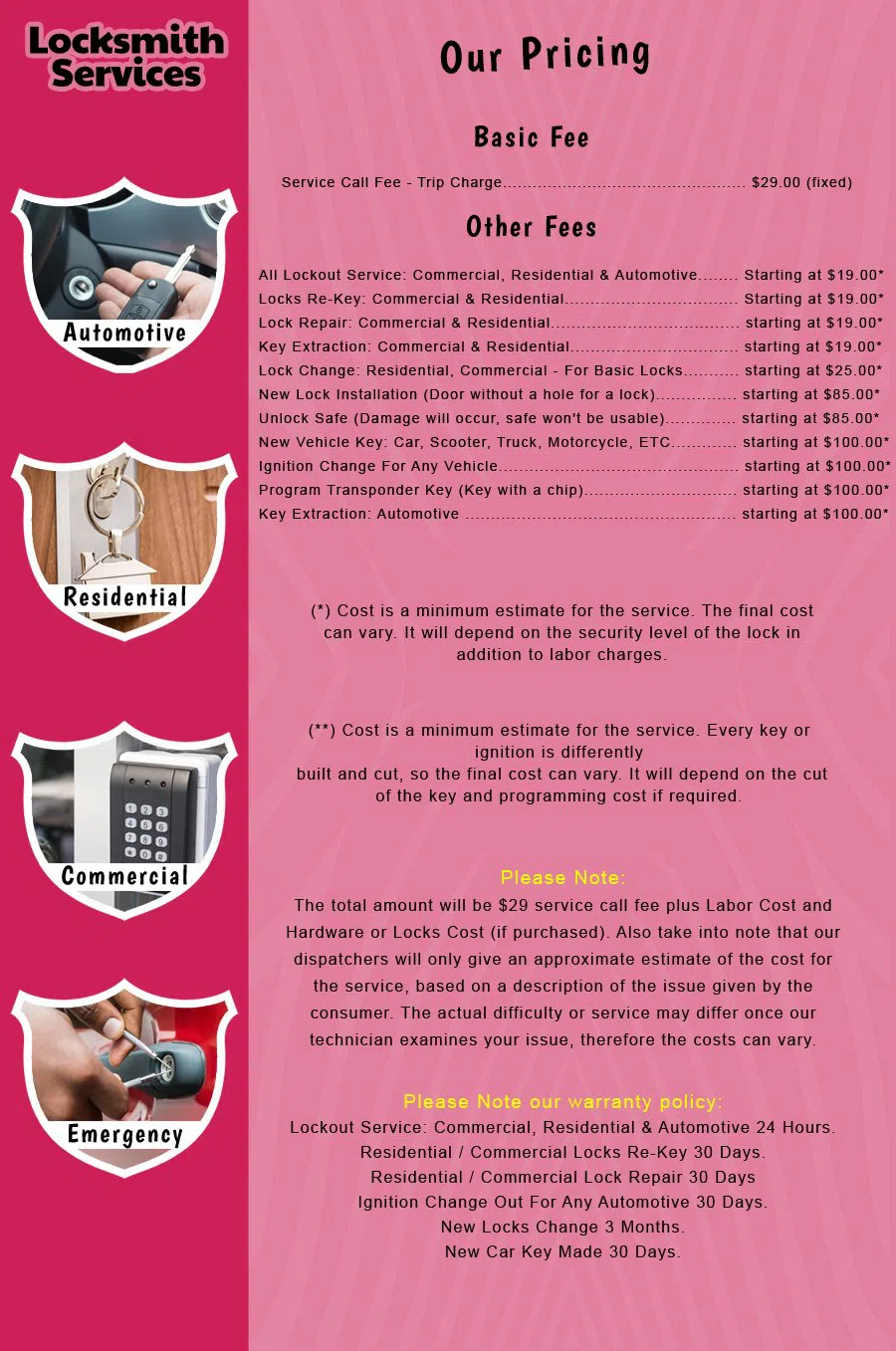 Helmetta NJ Locksmith Store Helmetta, NJ 732-695-4046 - price-list-c-18